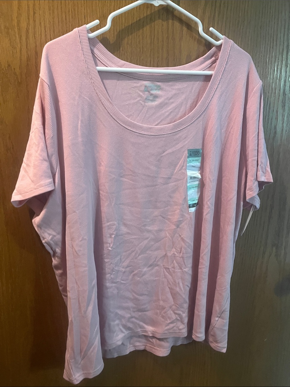 Terra & Sky Pink Scoop Neck Short Sleeve Top